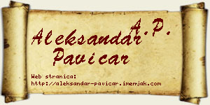 Aleksandar Pavičar vizit kartica